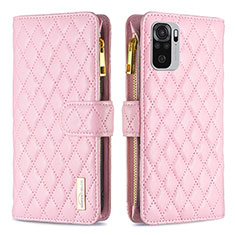 Coque Portefeuille Livre Cuir Etui Clapet B12F pour Xiaomi Redmi Note 10 4G Or Rose