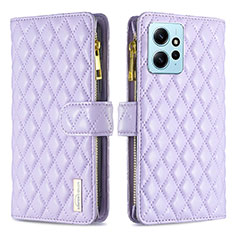 Coque Portefeuille Livre Cuir Etui Clapet B12F pour Xiaomi Redmi Note 12 4G Violet