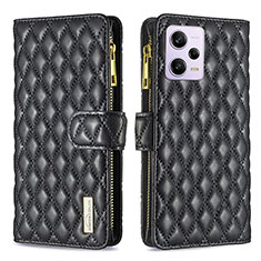 Coque Portefeuille Livre Cuir Etui Clapet B12F pour Xiaomi Redmi Note 12 Pro 5G Noir