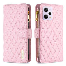 Coque Portefeuille Livre Cuir Etui Clapet B12F pour Xiaomi Redmi Note 12 Pro 5G Or Rose