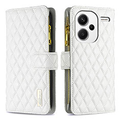 Coque Portefeuille Livre Cuir Etui Clapet B12F pour Xiaomi Redmi Note 13 Pro+ Plus 5G Blanc