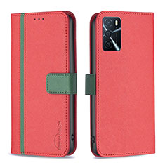 Coque Portefeuille Livre Cuir Etui Clapet B13F pour Oppo A16 Rouge