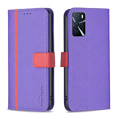 Coque Portefeuille Livre Cuir Etui Clapet B13F pour Oppo A16 Violet