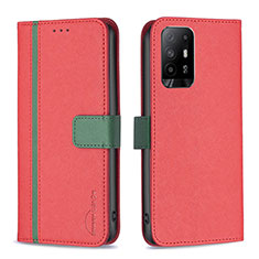 Coque Portefeuille Livre Cuir Etui Clapet B13F pour Oppo A94 5G Rouge