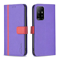 Coque Portefeuille Livre Cuir Etui Clapet B13F pour Oppo F19 Pro+ Plus 5G Violet