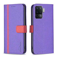 Coque Portefeuille Livre Cuir Etui Clapet B13F pour Oppo F19 Pro Violet