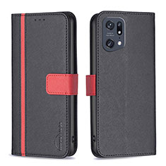 Coque Portefeuille Livre Cuir Etui Clapet B13F pour Oppo Find X5 Pro 5G Noir