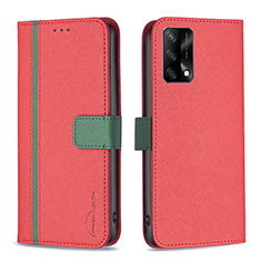 Coque Portefeuille Livre Cuir Etui Clapet B13F pour Oppo Reno6 Lite Rouge