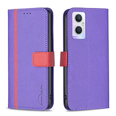 Coque Portefeuille Livre Cuir Etui Clapet B13F pour Oppo Reno8 Lite 5G Violet