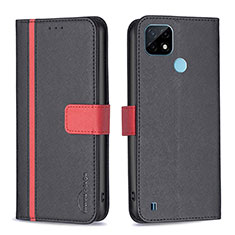 Coque Portefeuille Livre Cuir Etui Clapet B13F pour Realme C21 Noir