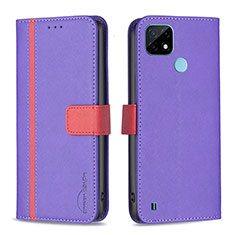 Coque Portefeuille Livre Cuir Etui Clapet B13F pour Realme C21 Violet