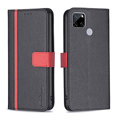 Coque Portefeuille Livre Cuir Etui Clapet B13F pour Realme C25 Noir