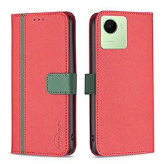 Coque Portefeuille Livre Cuir Etui Clapet B13F pour Realme C30 Rouge