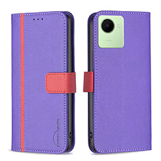 Coque Portefeuille Livre Cuir Etui Clapet B13F pour Realme C30 Violet