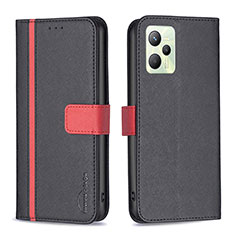 Coque Portefeuille Livre Cuir Etui Clapet B13F pour Realme C35 Noir