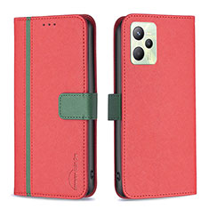 Coque Portefeuille Livre Cuir Etui Clapet B13F pour Realme C35 Rouge