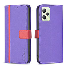 Coque Portefeuille Livre Cuir Etui Clapet B13F pour Realme C35 Violet