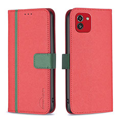 Coque Portefeuille Livre Cuir Etui Clapet B13F pour Samsung Galaxy A03 Rouge