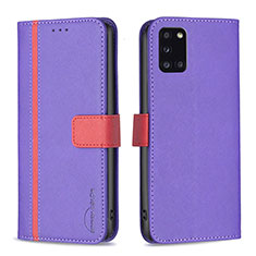 Coque Portefeuille Livre Cuir Etui Clapet B13F pour Samsung Galaxy A31 Violet