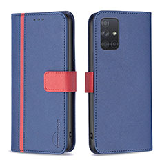 Coque Portefeuille Livre Cuir Etui Clapet B13F pour Samsung Galaxy A71 5G Bleu