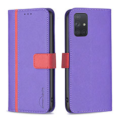 Coque Portefeuille Livre Cuir Etui Clapet B13F pour Samsung Galaxy A71 5G Violet