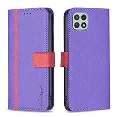 Coque Portefeuille Livre Cuir Etui Clapet B13F pour Samsung Galaxy F42 5G Violet