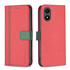 Coque Portefeuille Livre Cuir Etui Clapet B13F pour Vivo Y02S Rouge