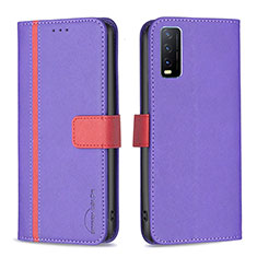 Coque Portefeuille Livre Cuir Etui Clapet B13F pour Vivo Y20s G Violet