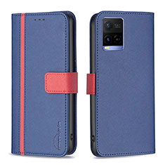 Coque Portefeuille Livre Cuir Etui Clapet B13F pour Vivo Y21 Bleu