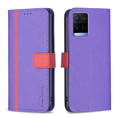 Coque Portefeuille Livre Cuir Etui Clapet B13F pour Vivo Y21e Violet