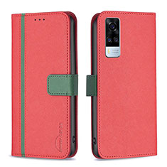 Coque Portefeuille Livre Cuir Etui Clapet B13F pour Vivo Y31 (2021) Rouge