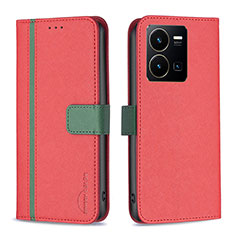 Coque Portefeuille Livre Cuir Etui Clapet B13F pour Vivo Y35 4G Rouge