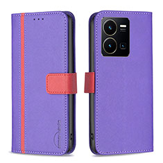 Coque Portefeuille Livre Cuir Etui Clapet B13F pour Vivo Y35 4G Violet