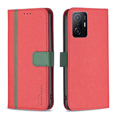 Coque Portefeuille Livre Cuir Etui Clapet B13F pour Xiaomi Mi 11T 5G Rouge