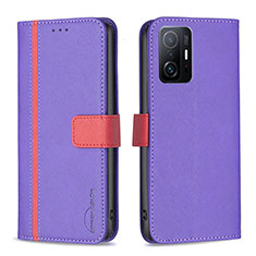 Coque Portefeuille Livre Cuir Etui Clapet B13F pour Xiaomi Mi 11T Pro 5G Violet