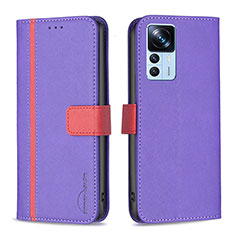 Coque Portefeuille Livre Cuir Etui Clapet B13F pour Xiaomi Mi 12T Pro 5G Violet