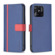 Coque Portefeuille Livre Cuir Etui Clapet B13F pour Xiaomi Redmi 10 India Bleu