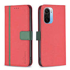 Coque Portefeuille Livre Cuir Etui Clapet B13F pour Xiaomi Redmi K40 5G Rouge