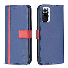 Coque Portefeuille Livre Cuir Etui Clapet B13F pour Xiaomi Redmi Note 10 Pro 4G Bleu