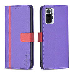 Coque Portefeuille Livre Cuir Etui Clapet B13F pour Xiaomi Redmi Note 10 Pro 4G Violet