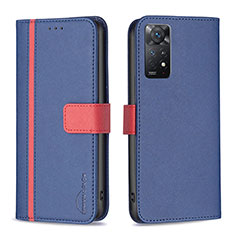 Coque Portefeuille Livre Cuir Etui Clapet B13F pour Xiaomi Redmi Note 11 Pro 4G Bleu