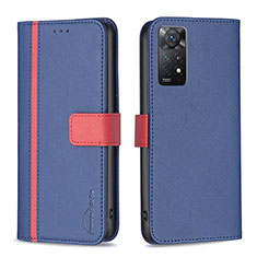 Coque Portefeuille Livre Cuir Etui Clapet B13F pour Xiaomi Redmi Note 11 Pro 5G Bleu