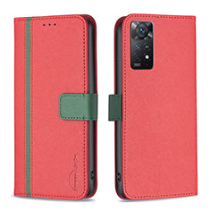 Coque Portefeuille Livre Cuir Etui Clapet B13F pour Xiaomi Redmi Note 11 Pro 5G Rouge