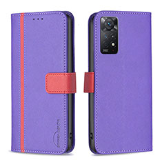 Coque Portefeuille Livre Cuir Etui Clapet B13F pour Xiaomi Redmi Note 11 Pro 5G Violet