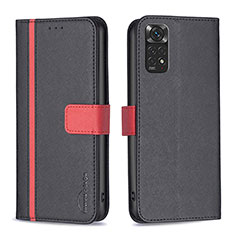 Coque Portefeuille Livre Cuir Etui Clapet B13F pour Xiaomi Redmi Note 11S 4G Noir