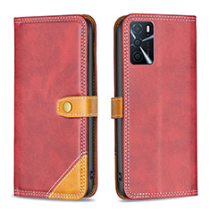 Coque Portefeuille Livre Cuir Etui Clapet B14F pour Oppo A16 Rouge