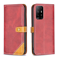 Coque Portefeuille Livre Cuir Etui Clapet B14F pour Oppo A95 5G Rouge