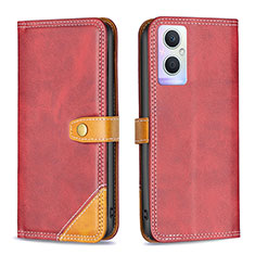 Coque Portefeuille Livre Cuir Etui Clapet B14F pour Oppo A96 5G Rouge