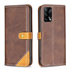 Coque Portefeuille Livre Cuir Etui Clapet B14F pour Oppo F19 Marron