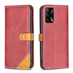 Coque Portefeuille Livre Cuir Etui Clapet B14F pour Oppo F19s Rouge